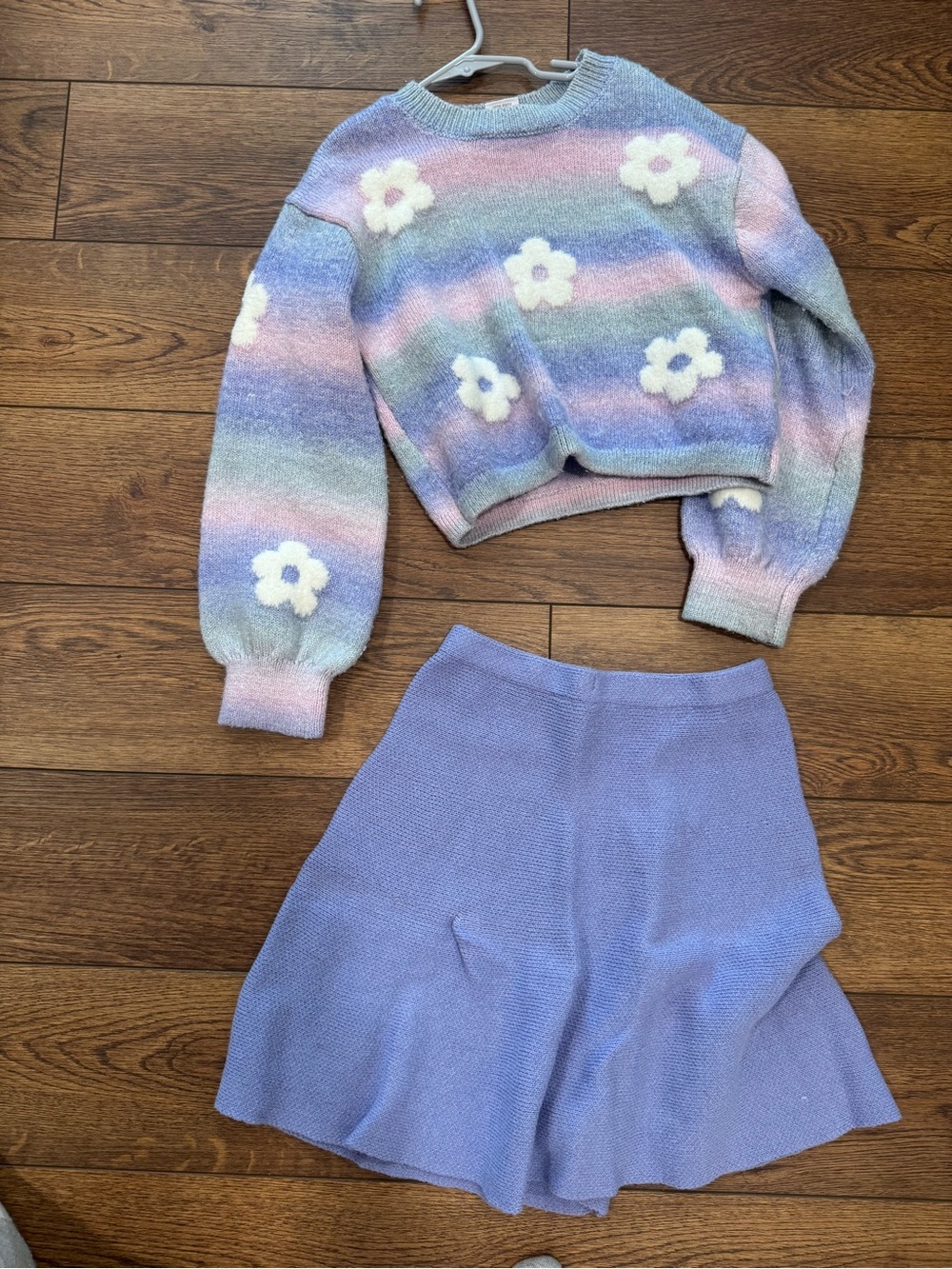 Pastel Floral Stripe Cropped Sweater - Women